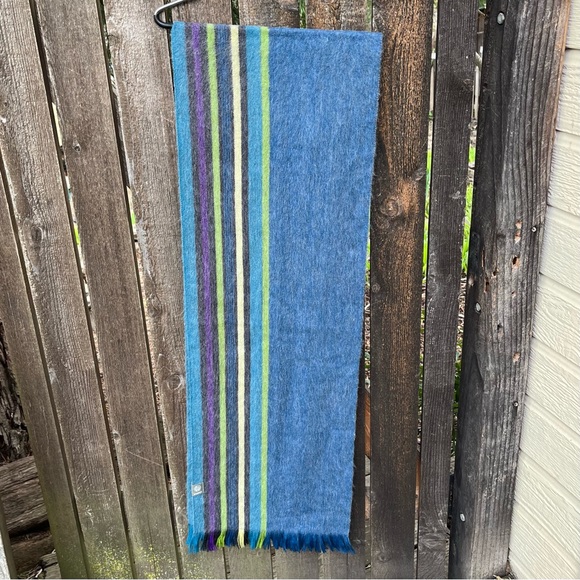 Shupaca Blue Bird Alpaca Blend Striped Fringed Scarf NWOT - Picture 9 of 15